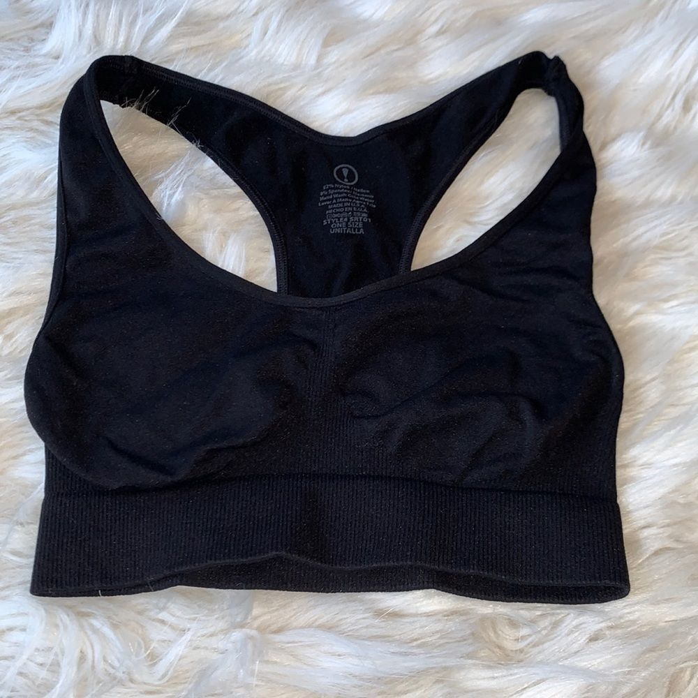 Black Nylon and Spandex Sports Bra - One Size
